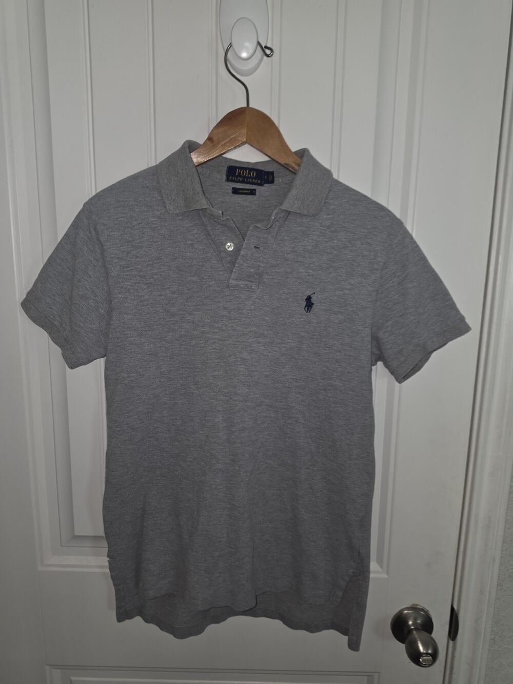 Polo Ralph Lauren Mens Small Custom Fit Gray Short Sleeve Polo Shirt Pony Logo